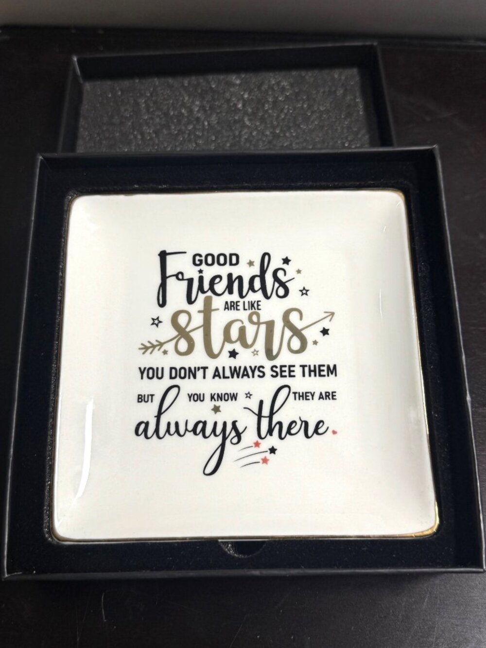 Nordic Runes Good Friends Are Like Stars Ceramic Trinket Dish With Gift Box